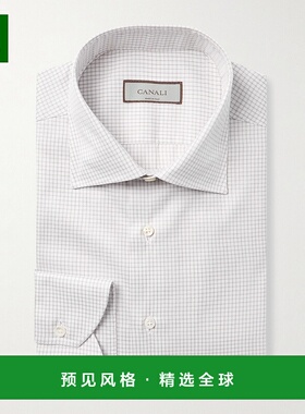 1h可退 香港直邮Canali 康钠丽 男士 剪口领格纹棉质衬衫 GD03621