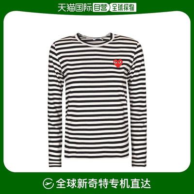 香港直邮Comme Des Garcons 徽标条纹T恤 P1T163BLACK