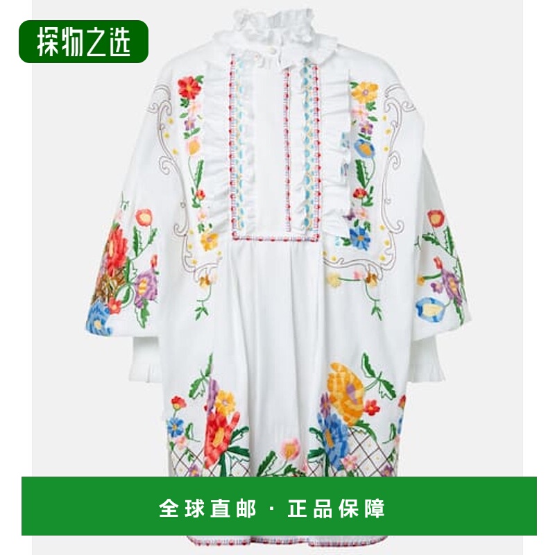 香港直邮valentino 华伦天奴 女士 刺绣棉质亚麻衫