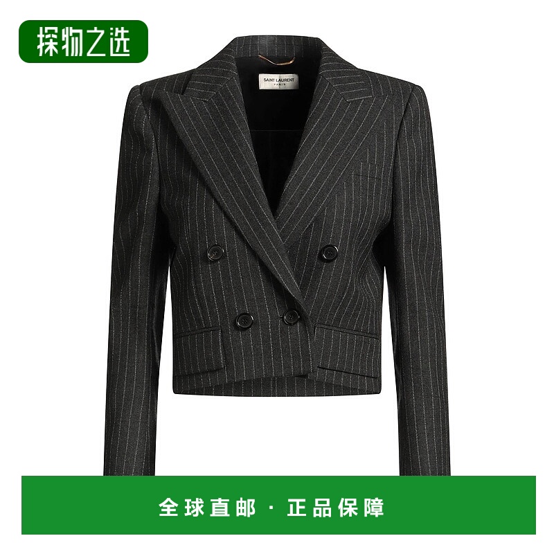 香港直邮Saint Laurent 圣罗兰 女士 西装外套 blue蓝色 舒适时尚