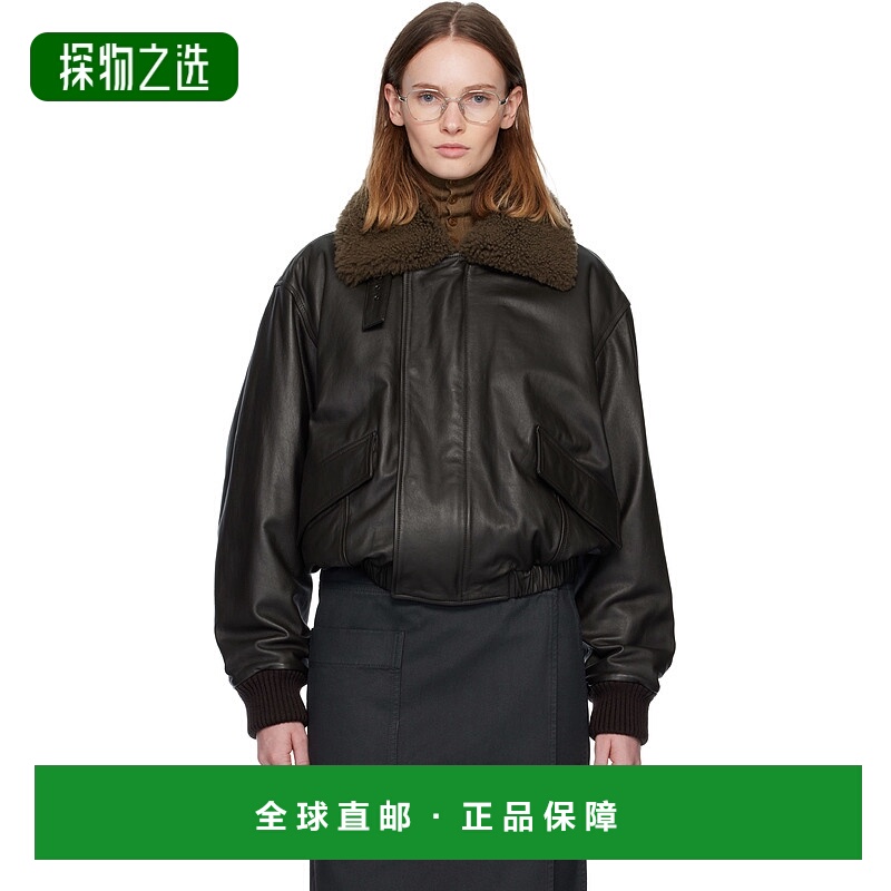 香港直邮Lemaire 女士 棕色 Shearling Collar 皮革夹克 OW1043LL
