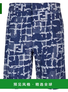 1h可退 香港直邮Fendi 芬迪 男士 FF牛仔短裤 FLP347AR9N男装