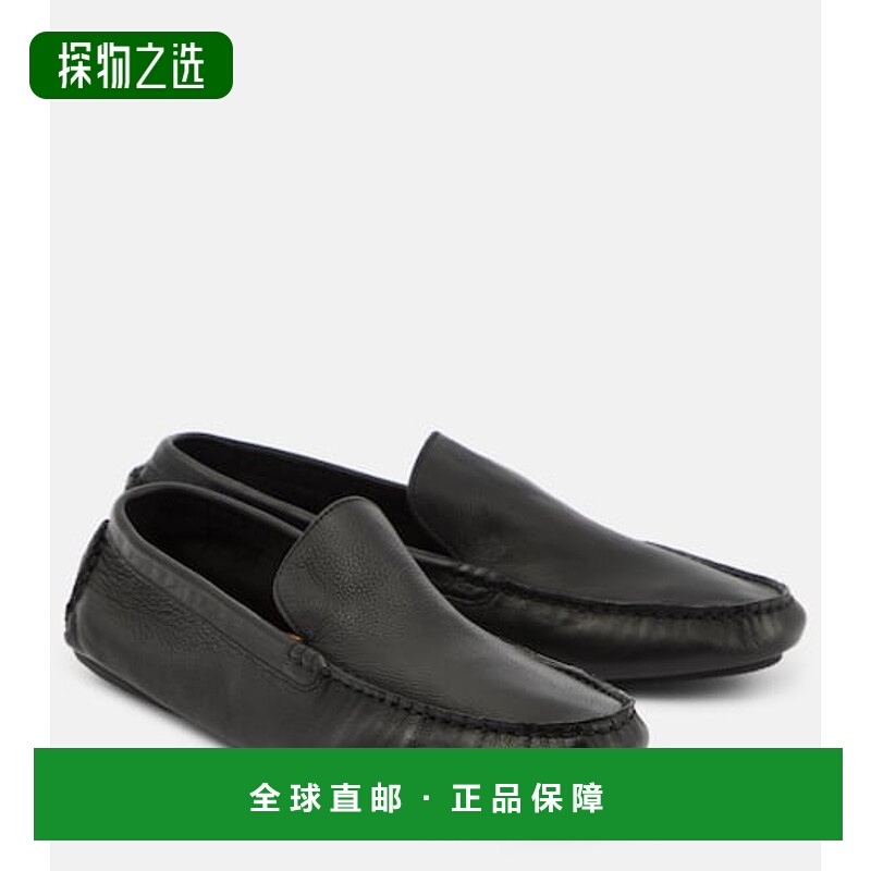 1h可退 香港直邮The Row 女士 Lucca 皮质莫卡辛便鞋 black黑色