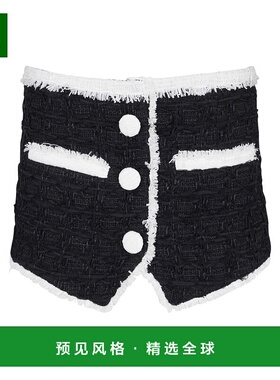 香港直邮Balmain 斜纹软呢迷你半身裙 AF1LA050XC09a字裙