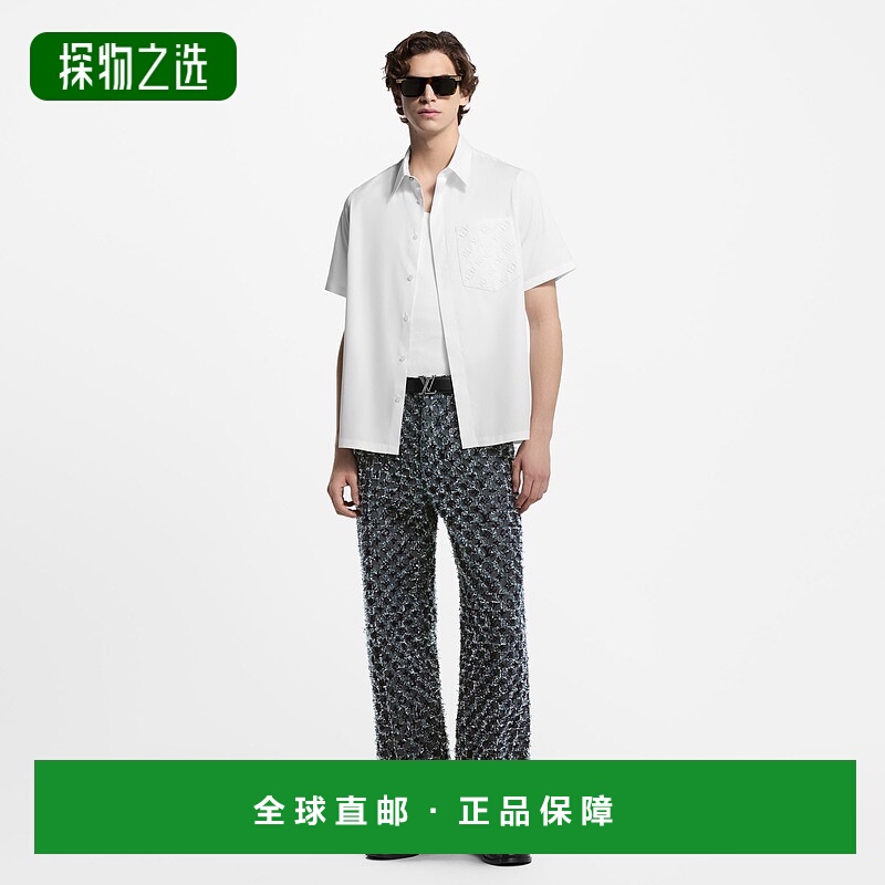 自营欧洲直邮LV路易威登 Monogram系列男士白色棉尖领短袖衬衫