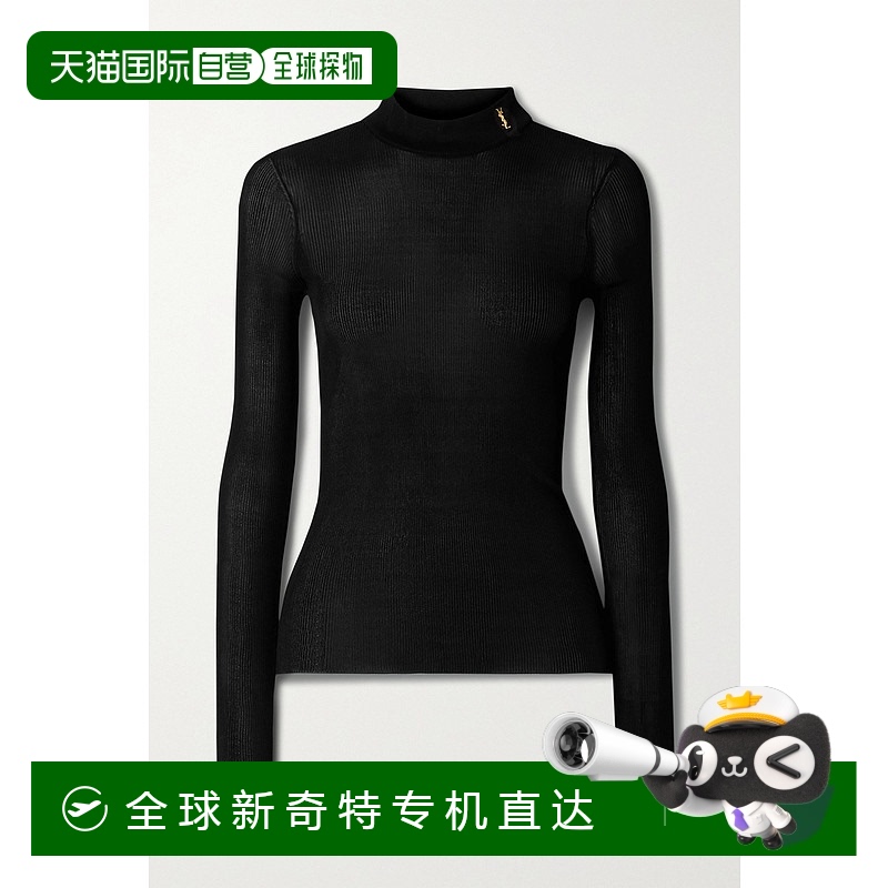 1h可退 香港直邮Saint Laurent 圣罗兰 女士 桑蚕丝罗纹毛衫 6544