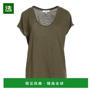 1h可退 香港直邮Frame Denim 女士 基础款T恤 green绿色 舒适时尚