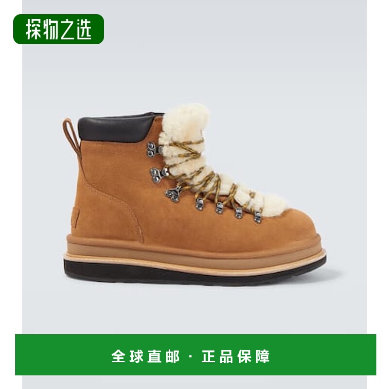 香港直邮Sacai 男士 x UGG 绒面革毛羊皮登山靴 brown棕色 舒适时