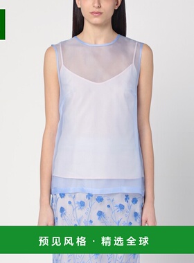 1h可退 香港直邮p a r o s h 女士 天蓝色真丝背心上衣 D313076CO