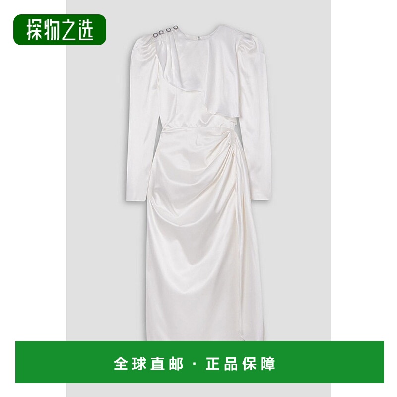 香港直邮ALESSANDRA RICH 亚历山德拉.瑞秋 女士 垂褶真丝缎中长