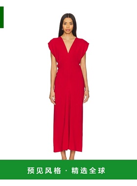 1h可退 香港直邮ST.AGNI 女士 深V垂褶连衣裙 S25917RSO red红色