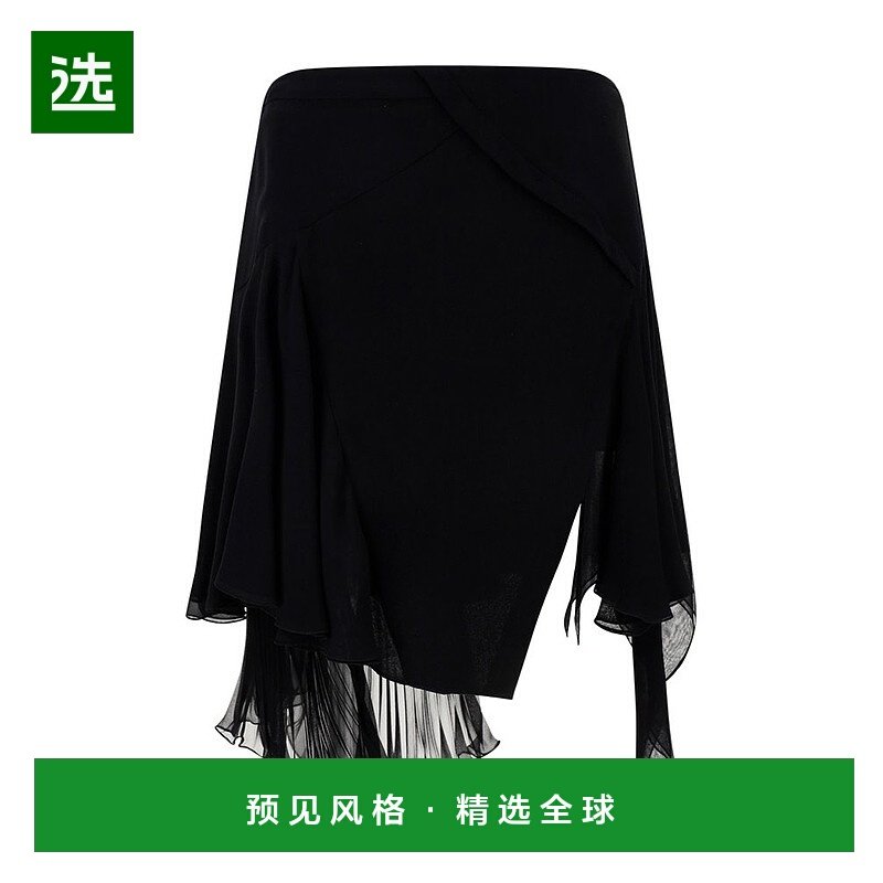 1h可退 香港直邮Versace 范思哲 女士 黑色 Asymmetric 短裙 1007