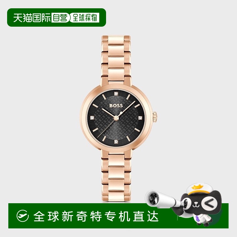 欧洲直邮HUGO BOSS雨果BOSS BLACK 配有链式表带和字母表盘手表