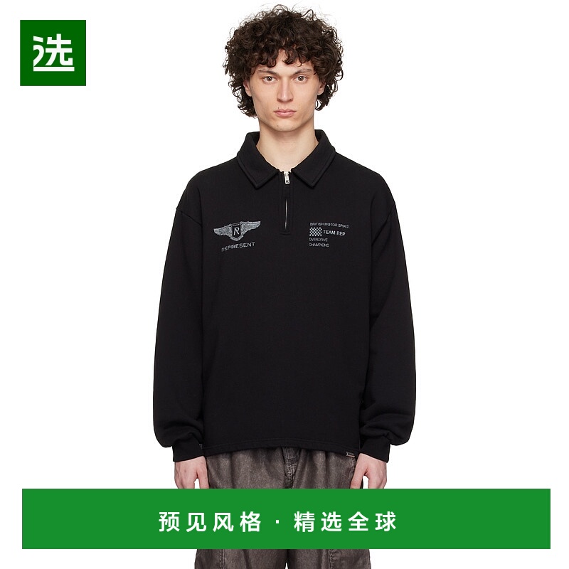 香港直邮Represent 男士 黑色 Team Rep Quarter Zip 套头衫 MLM4