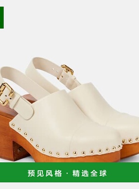 1h可退 香港直邮Chloe 蔻依 女士 Jeannette 铆钉皮质木屐松糕鞋