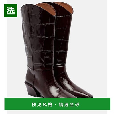 1h可退 香港直邮Paris Texas 女士 Bettina 50 鳄鱼纹皮质牛仔靴