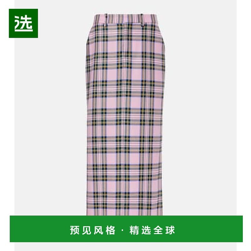 1h可退 香港直邮AREA 女士 格子羊毛中长半身裙 pink粉色 舒适时,女装/女士精品,半身裙,淘宝优惠券,粉丝福利购,淘宝优惠卷