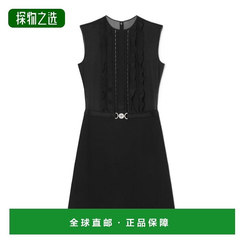 香港直邮Versace 真丝乔其纱A字迷你连衣裙 10153841A00523范思哲