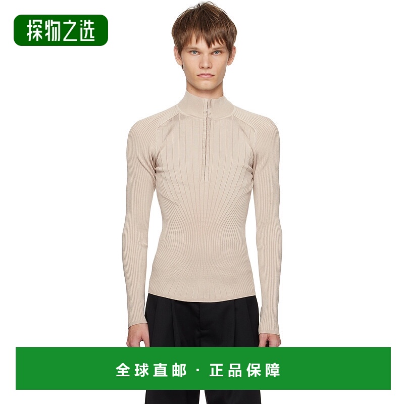 香港直邮Mugler 穆勒 男士 灰色 Hook-And-Eye Ribbed 上装 25F2T