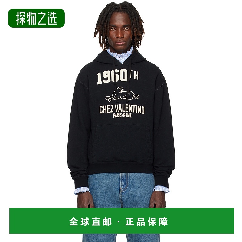 香港直邮valentino 华伦天奴 男士 黑色 Chez 连帽衫 7V3MF29MB1M