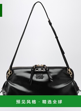 1h可退 香港直邮Miu Miu 缪缪 女士 黑色光泽皮革包包 5BF129OOO2