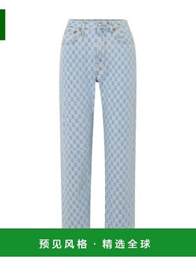 1h可退 香港直邮R13 女士牛仔裤 R13W5083D046A SS2023 蓝色 格纹