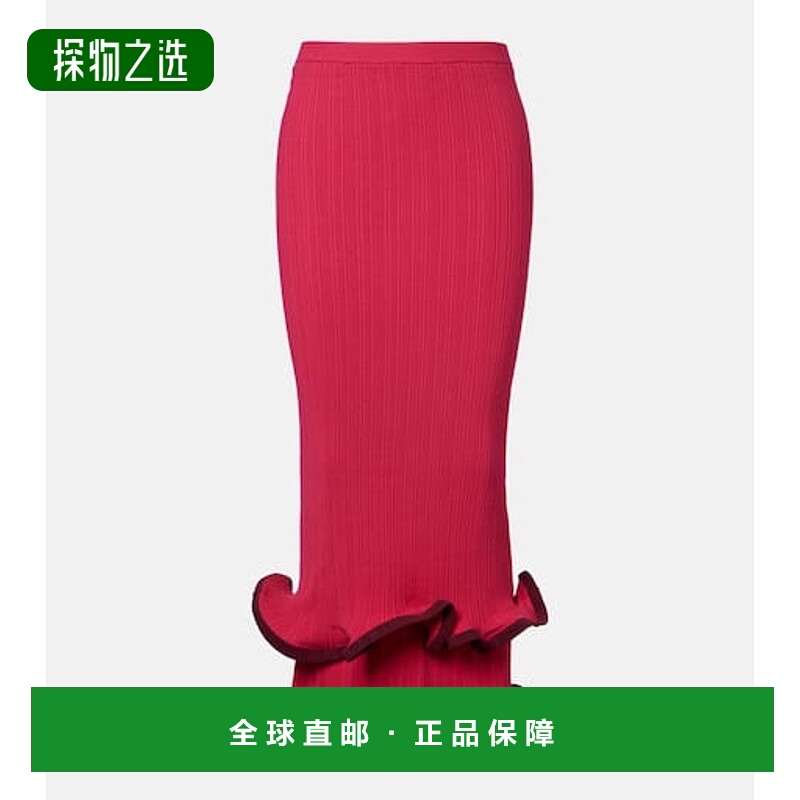 香港直邮Simkhai 女士 Millie 荷叶边中长半身裙