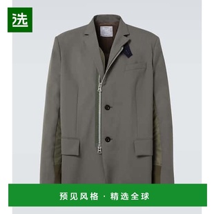 1h可退 香港直邮Sacai 男士 毛边西装外套 grey灰色 舒适时尚