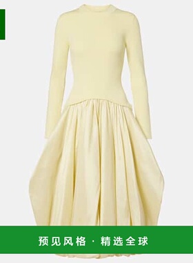 1h可退 香港直邮Simkhai 女士 Izzy 塔夫绸中长连衣裙 yellow黄色