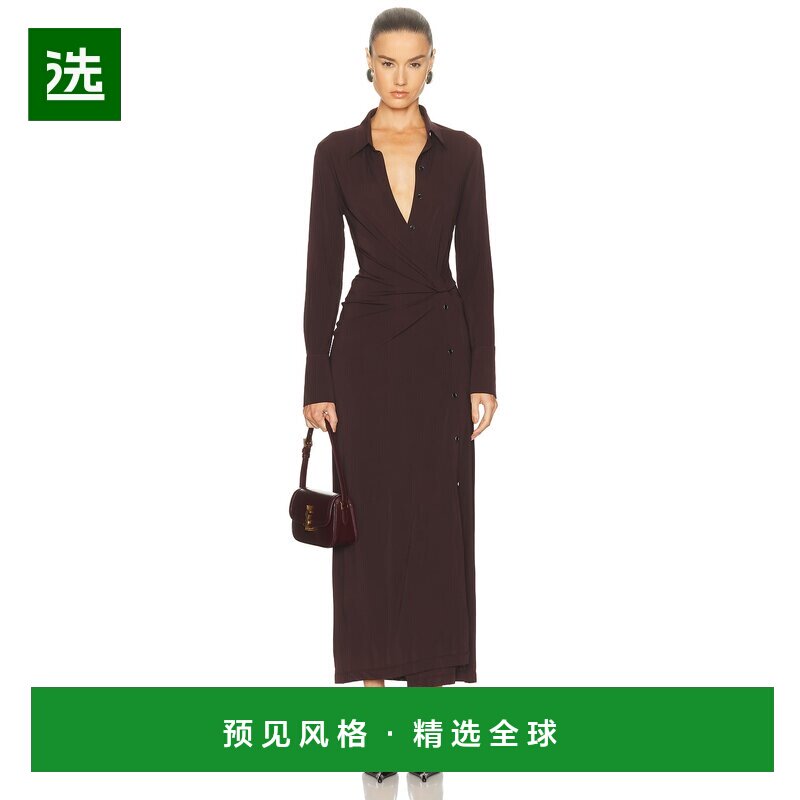 1h可退 香港直邮Helmut Lang 海尔姆特·朗 女士 扭曲衬衫式连衣