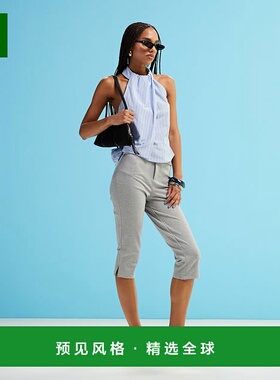 1h可退 香港直邮ASOS 女士 capri 设计庞特布裤子(灰色)休闲裤