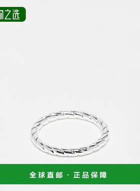 香港直邮ASOS 男士 设计纯银扭纹戒指(银色) metal金属色 舒适时