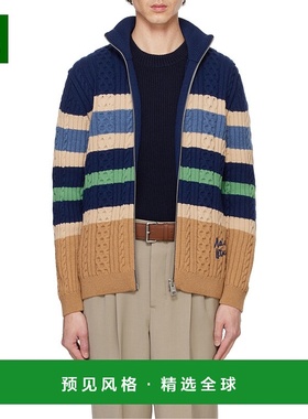 香港直邮Maison Kitsune 条纹拉链开衫 NM00505KH0001