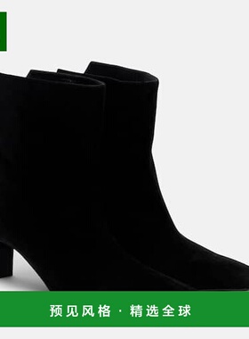 香港直邮KHAITE 女士 Ona 55 绒面革短靴 black黑色 舒适时尚