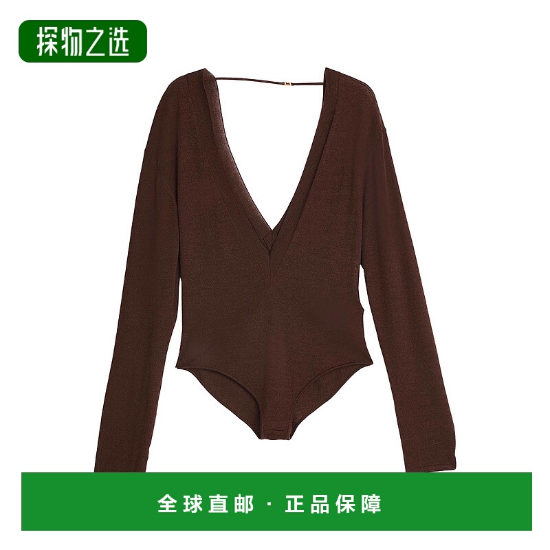 1h可退 香港直邮Saint Laurent 圣罗兰 女士 连体衣 brown棕色 舒