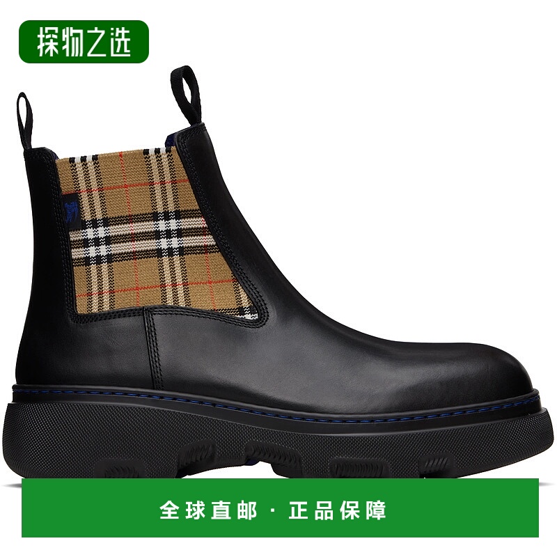 1h可退 香港直邮Burberry 巴宝莉 男士 黑色 Leather Creeper Low