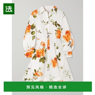 1h可退 香港直邮Erdem 女士 Cavendish 褶裥印花棉质府绸衬衫式连