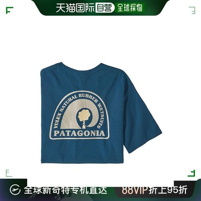 欧洲直邮Patagonia巴塔哥尼亚 男士深蓝色棉涤纶混纺印花橡短袖
