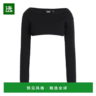 1h可退 【美国直邮】GCDS 女士毛衣 纯色针织长袖船领无口袋 羊毛