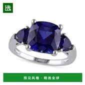 美国直邮 Macy 1h可退 实验室制造蓝宝石三石戒指