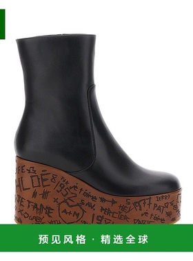 香港直邮Chloe 蔻依 女士 'Maxime' Engravings 黑色木质感防水台