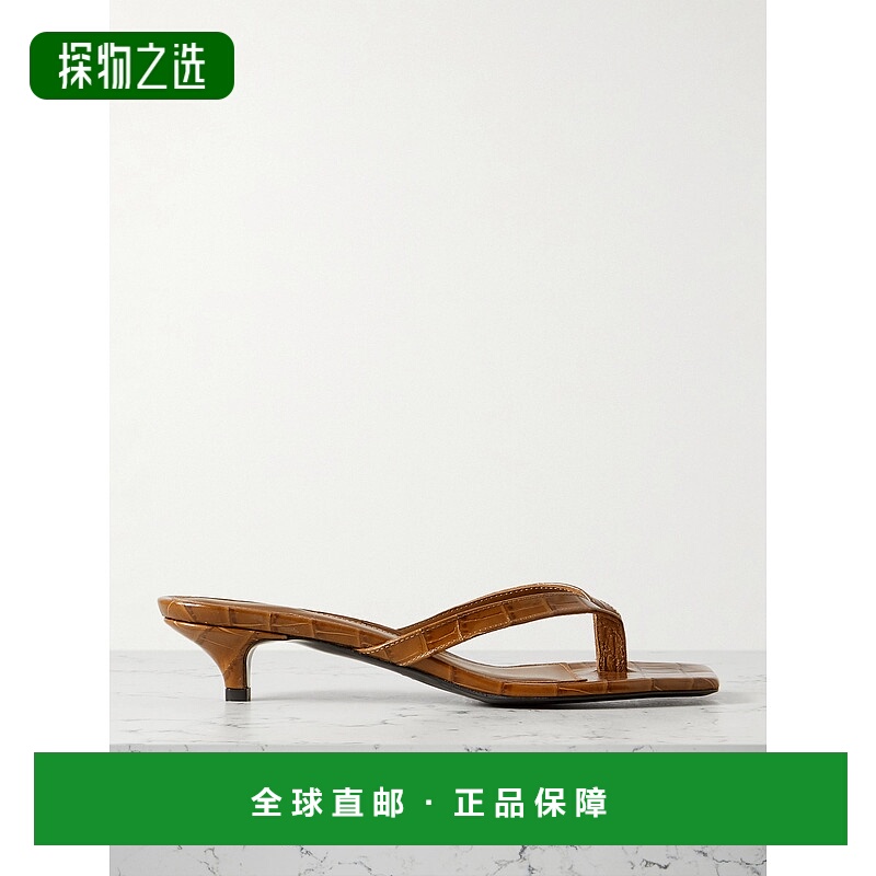 1h可退 香港直邮TOTÊME 女士 鳄鱼纹皮质凉鞋 241WAS1010LE0076