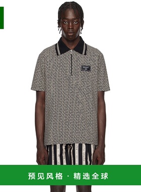 香港直邮Balmain 巴尔曼 男士 黑色 & 白色 PB Labryinth Polo 衫