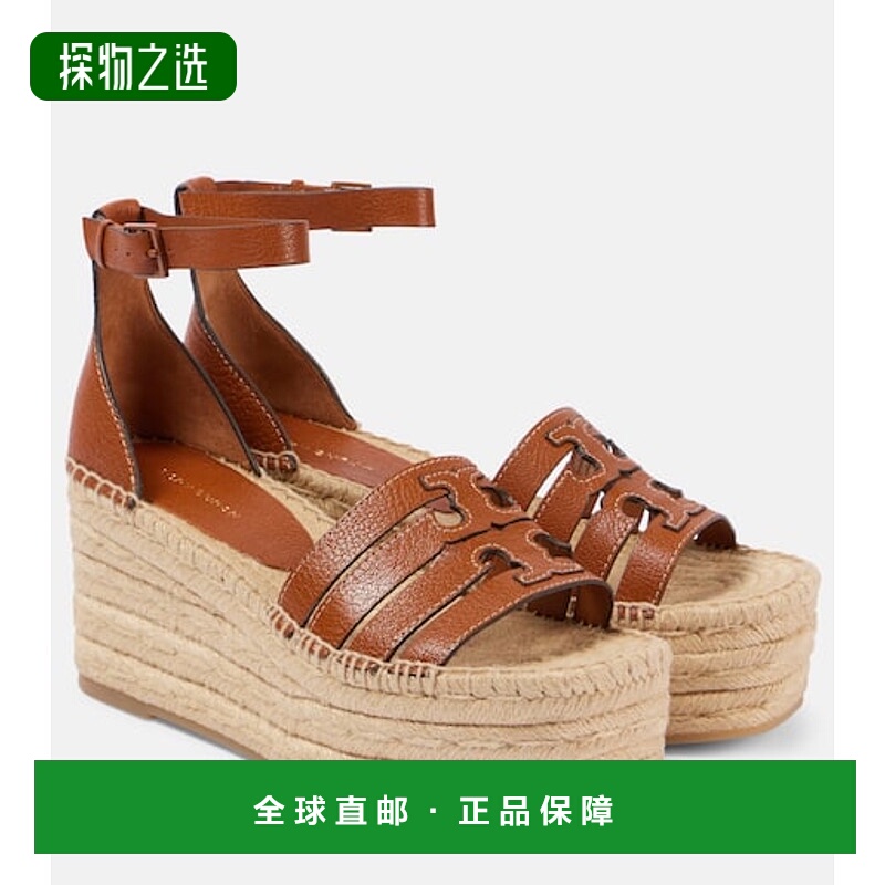 1h可退 香港直邮Tory Burch 托里·伯奇 女士 Ines 皮质麻底坡跟