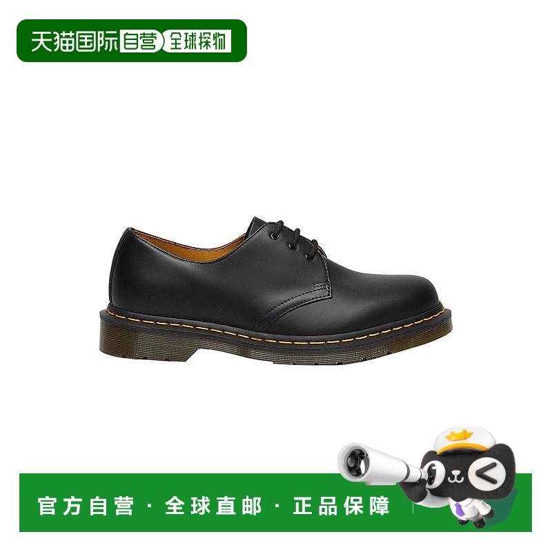 自营欧洲直邮DR. MARTENS 男女同款黑色皮革光滑面三孔皮鞋厚底鞋