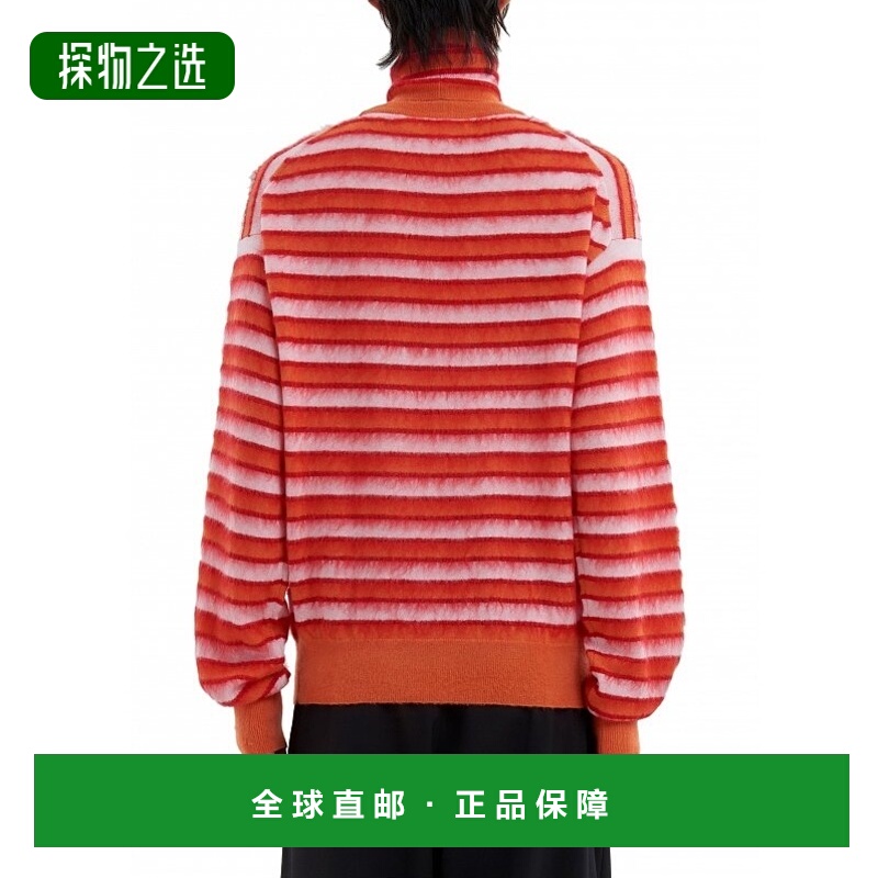 欧洲直邮MARNI/玛尼 条纹高领五分袖长袖针织毛衣