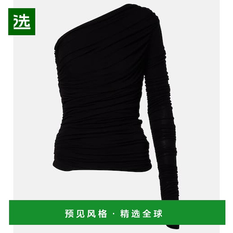 香港直邮AGOLDE 女士 Annette 不对称褶皱上衣 black黑色 舒适时