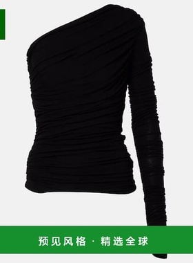 1h可退 香港直邮AGOLDE 女士 Annette 不对称褶皱上衣 black黑色