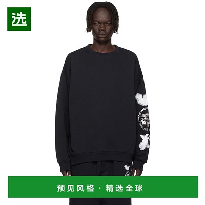 1h可退 香港直邮Y-3 男士 黑色 Graphic Crew 套头衫 JX4749