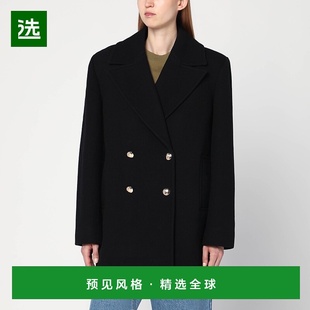 香港直邮ANINE 黑色双排扣大衣 BING Glenn A0110453 女士 1h可退